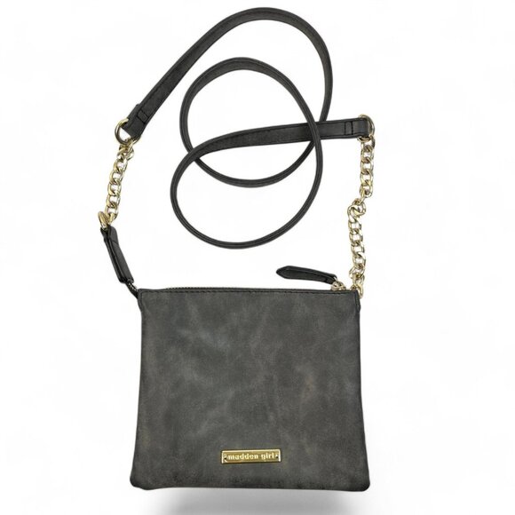 Madden Girl Crossboady Purse Gray Bag Zipper Pocket Inside Top Zipper Logo - Picture 1 of 13